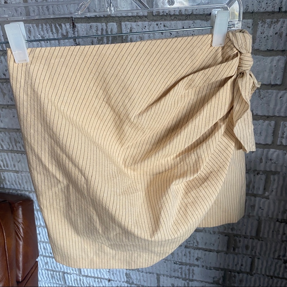 ZARA yellow striped mini skirt wrap skirt tie